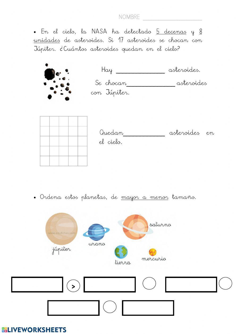 Problemas matemáticas planetas
