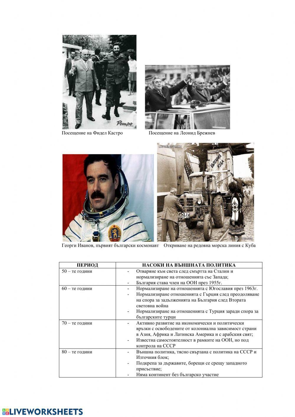 Работен лист - България в Източния блок