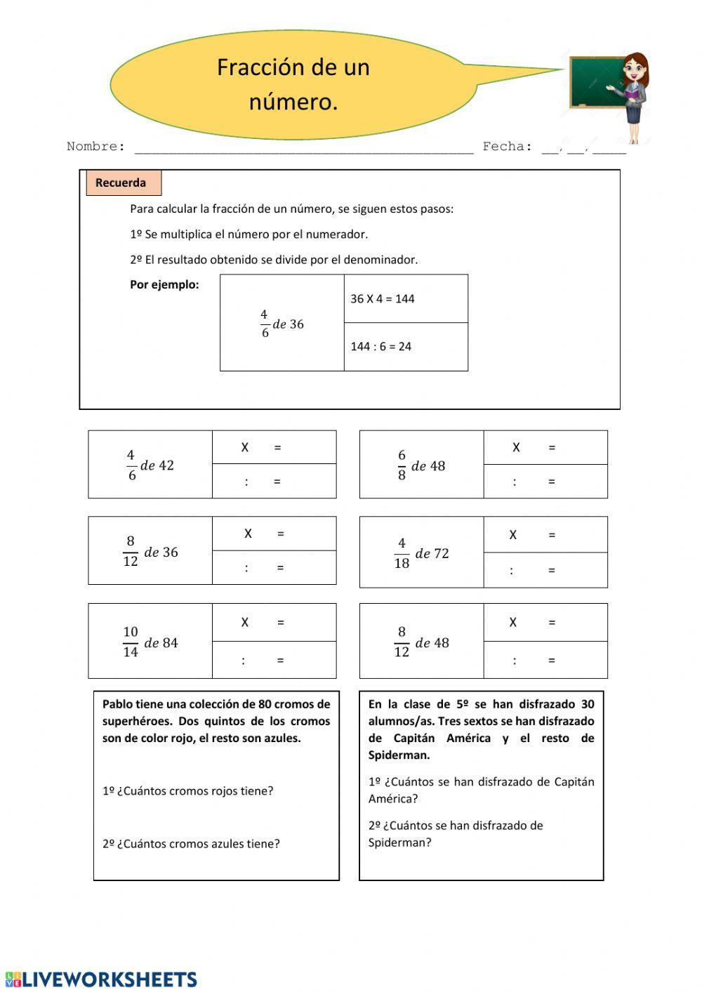 Fracción de un número