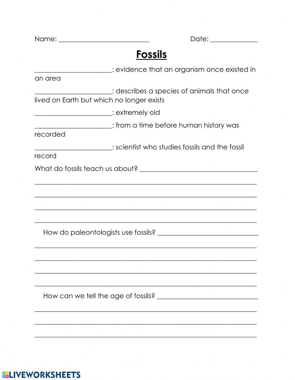 Fossils Intro Short Answers