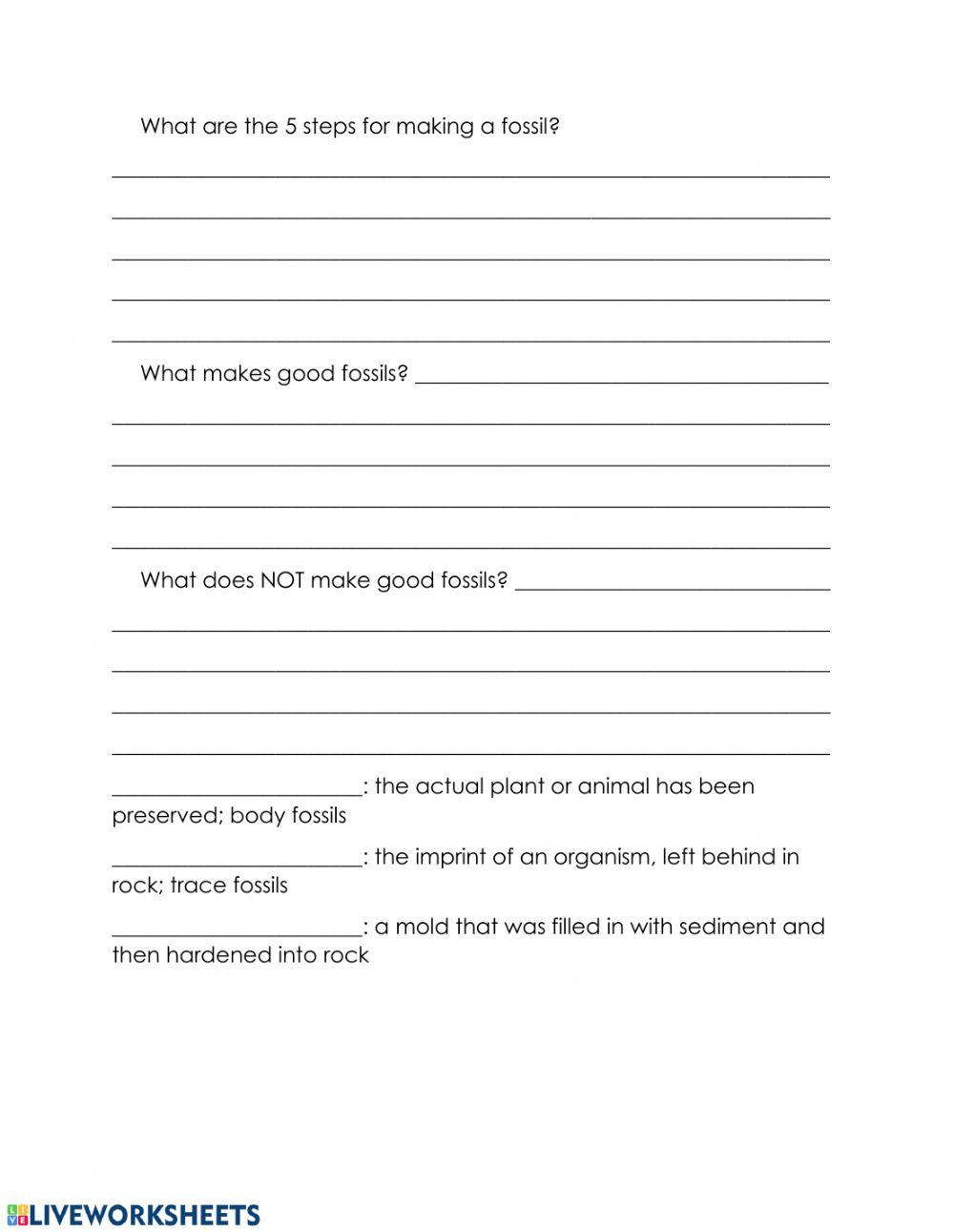 Fossils Intro Short Answers