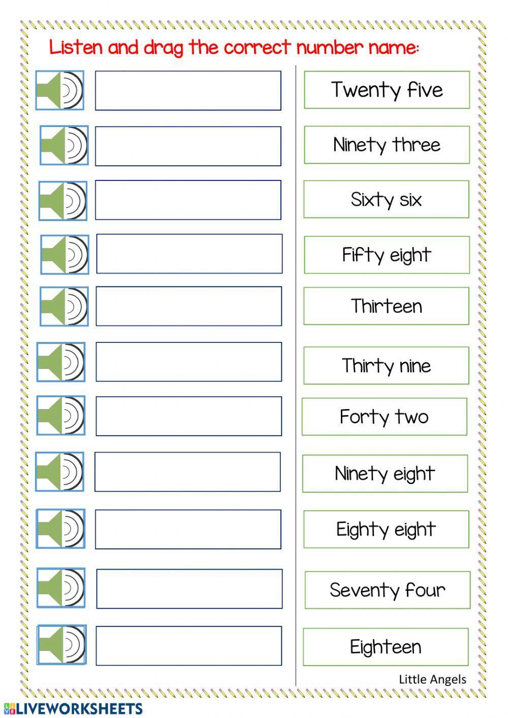 Number Names (1 to 99)