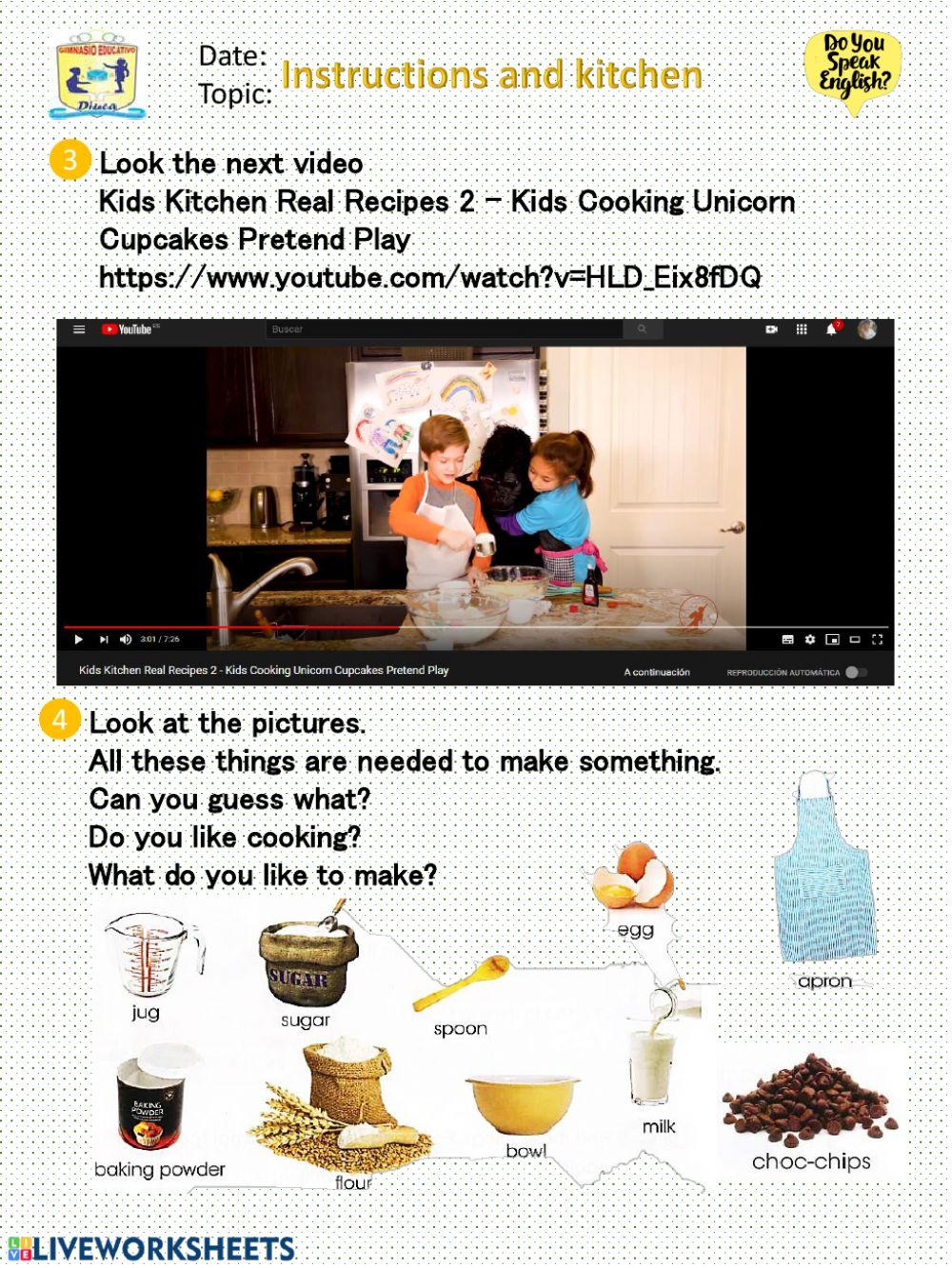 Instructions and kitchen