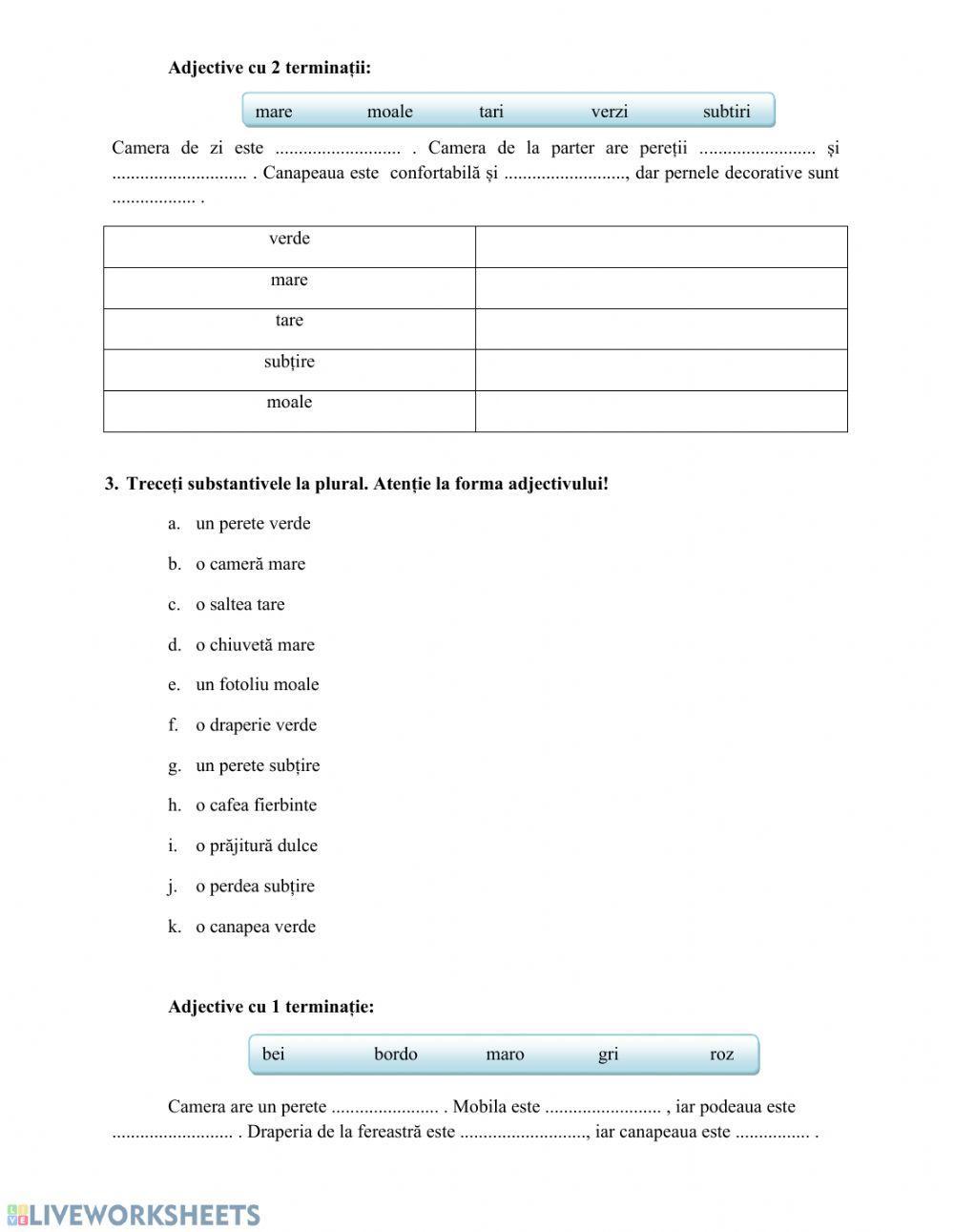 Locuința. Prepoziții de loc. Adjectivul