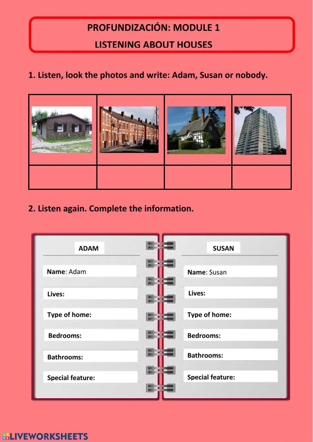 Listening Types of homes