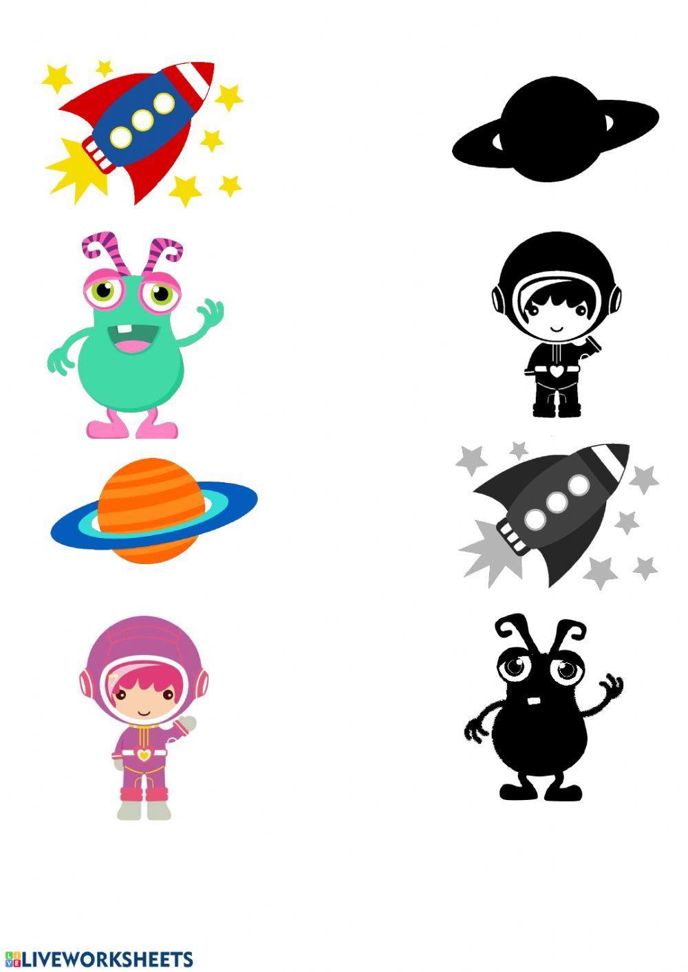 Unir con flecha las imágenes con su sombra