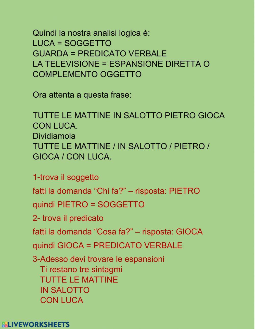 Analisi logica della frase