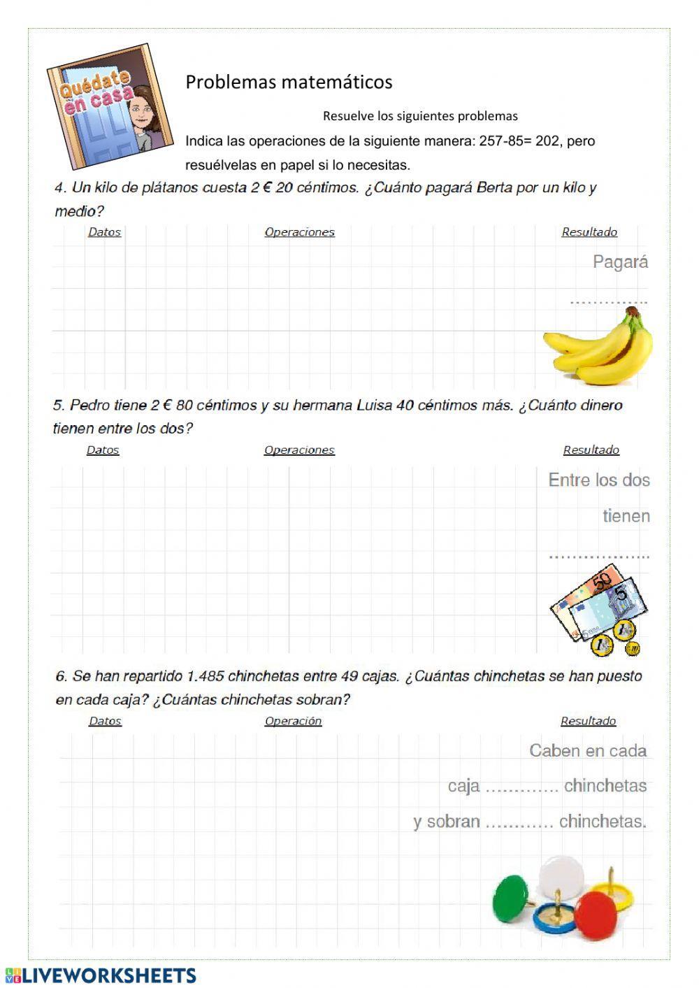 Problemas matemáticas dinero