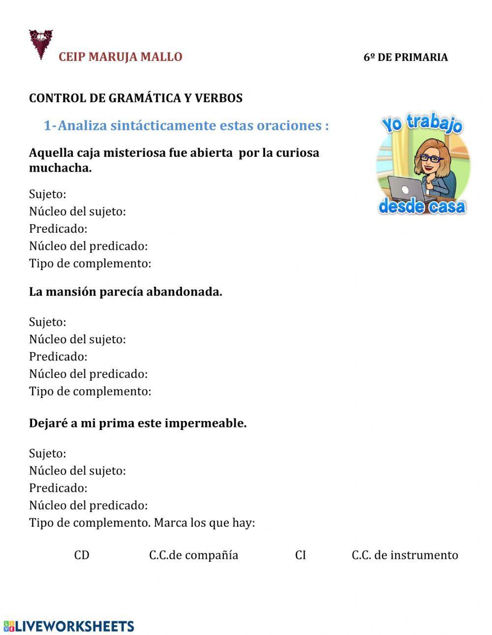 Análisis sintáctico y verbos