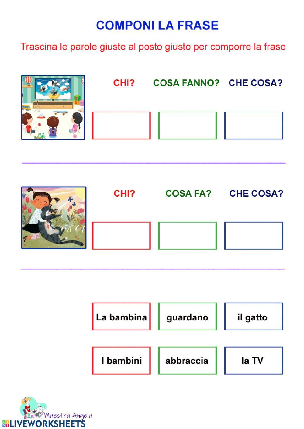 Componi la frase 5a Componi la frase 5a