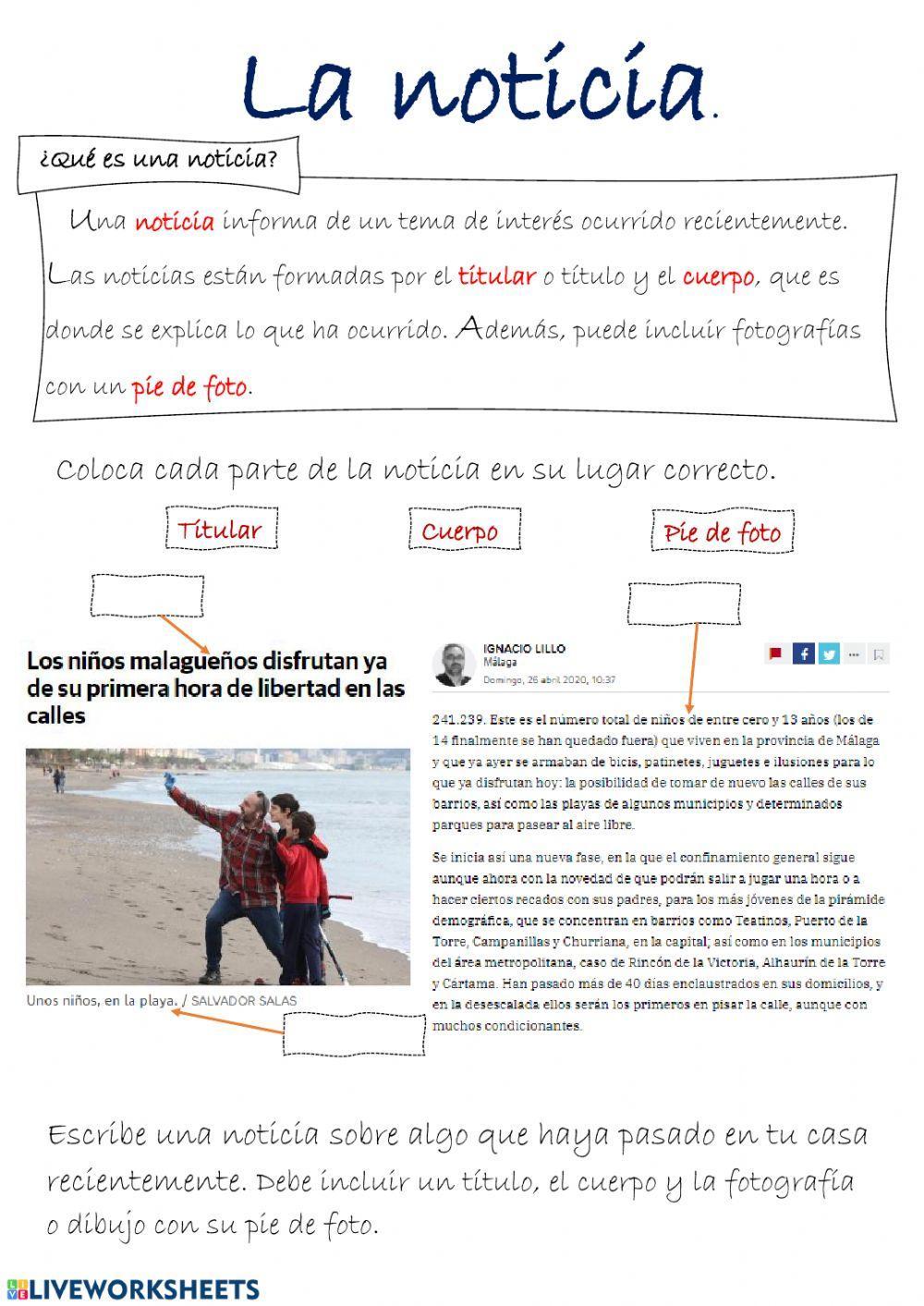 La noticia interactive activity Live Worksheets