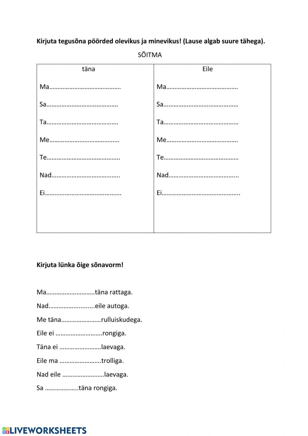 Sõitma: eile, täna