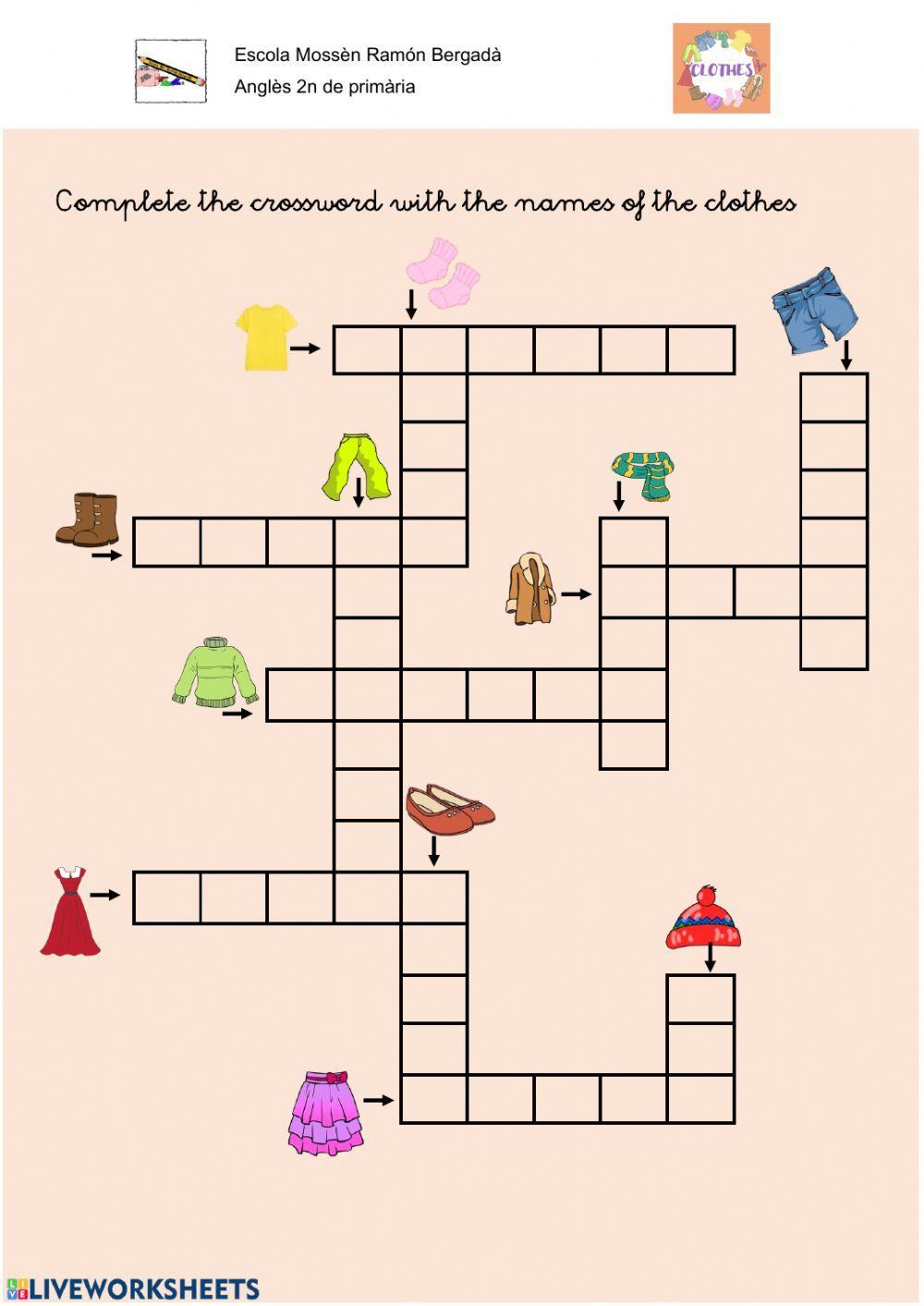 Clothes crossword Clothes crossword