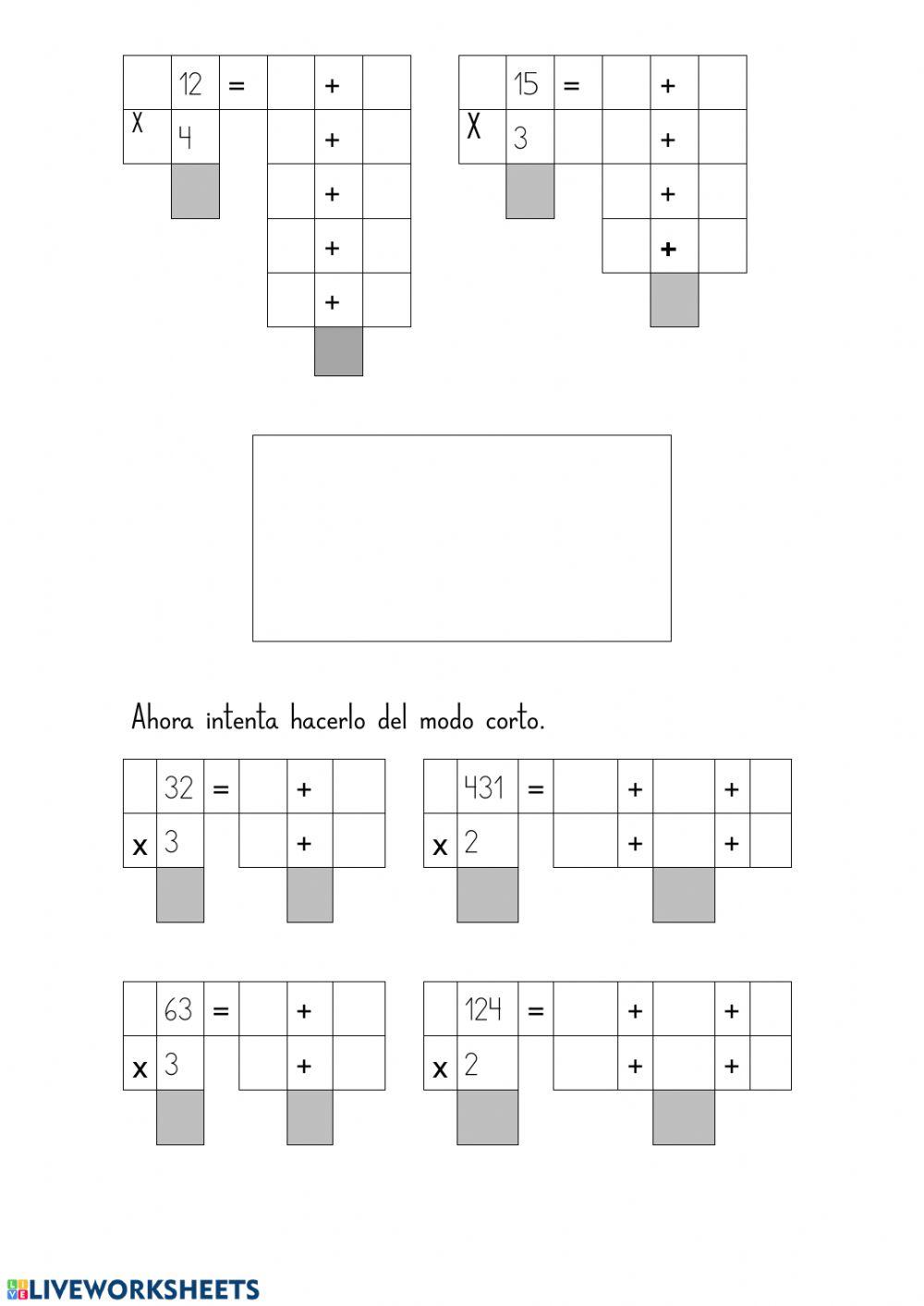 Multiplicamos con el método de los vestidos