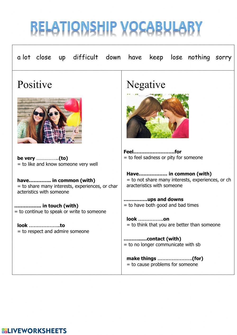 Relationship vocabulary