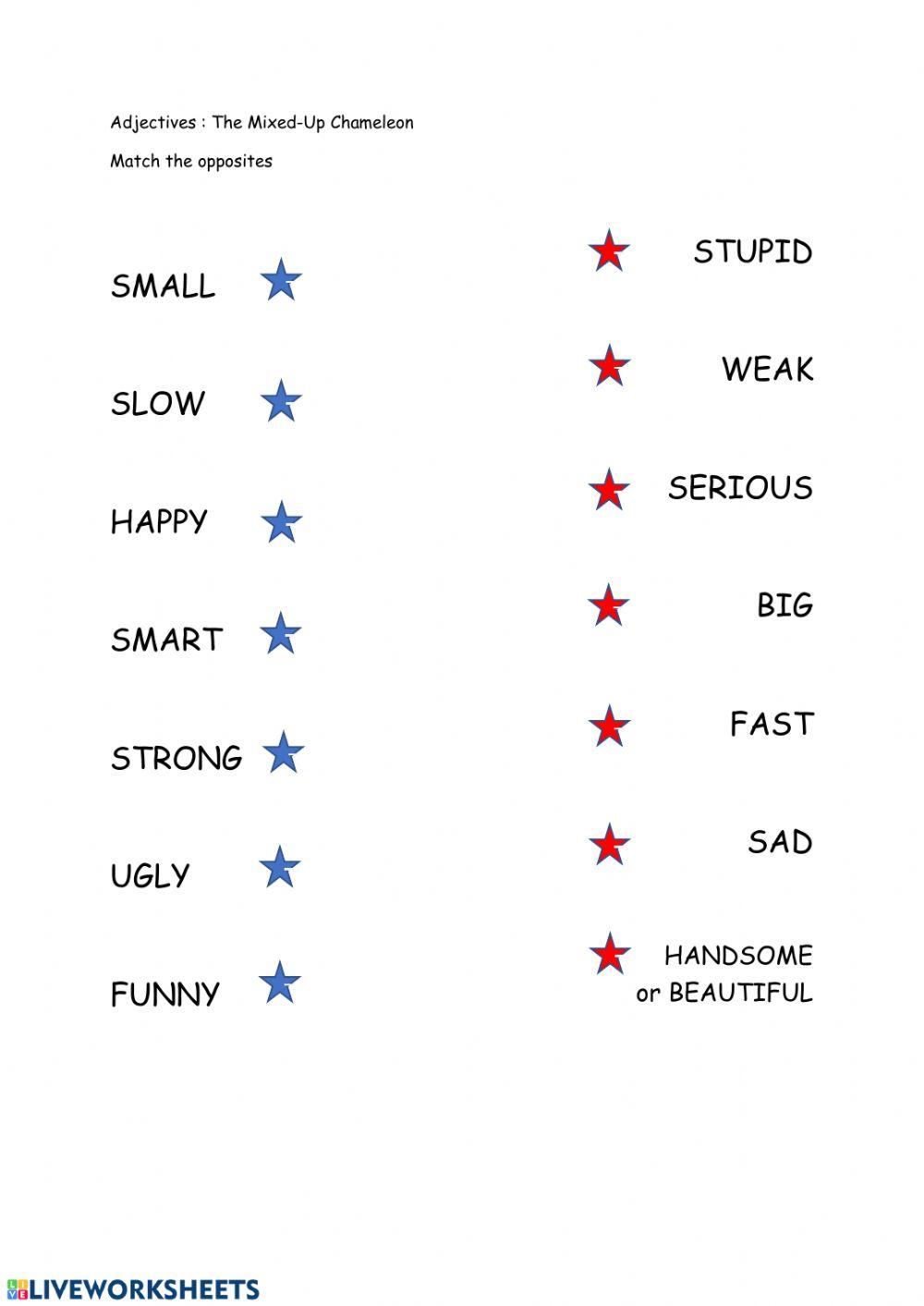 Match the opposite adjectives