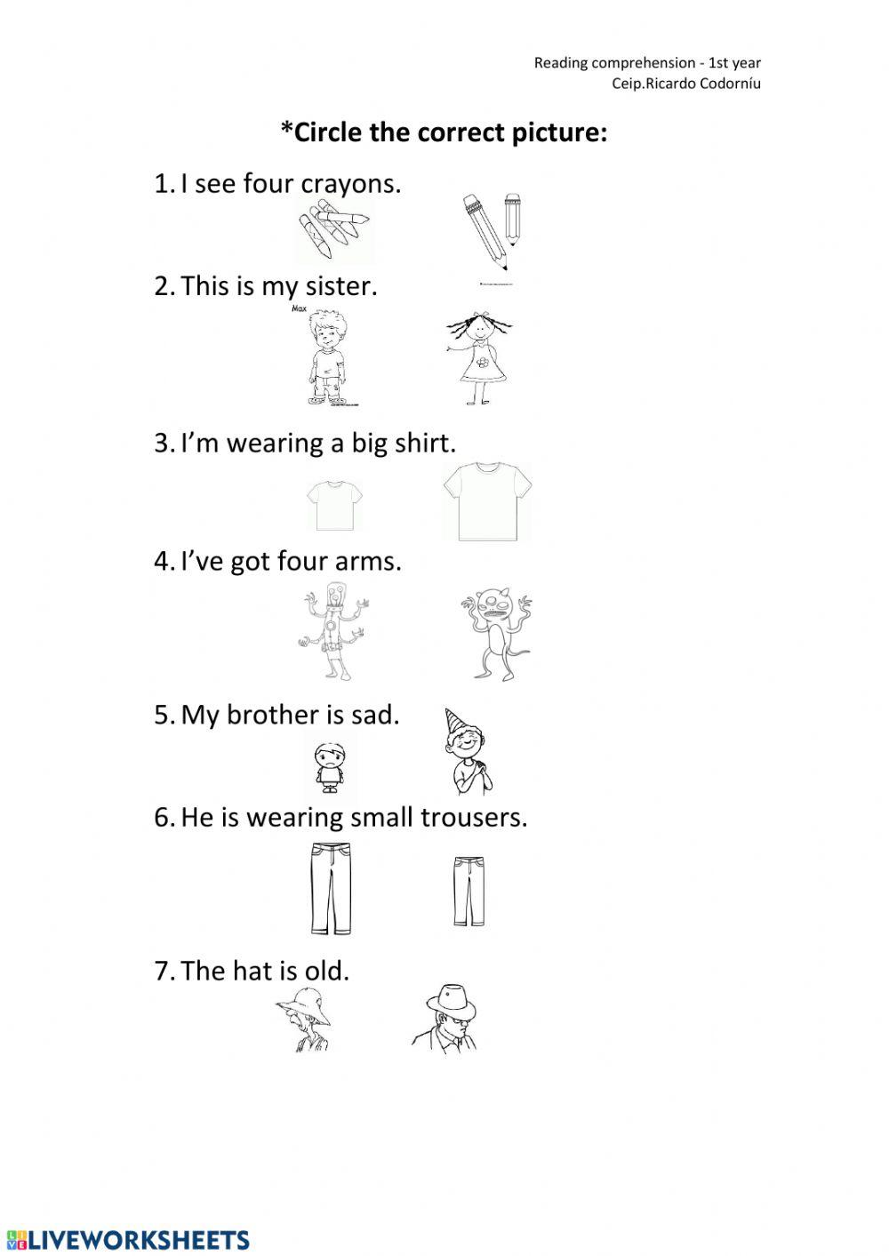 Reading comprehension 1st and 2nd term