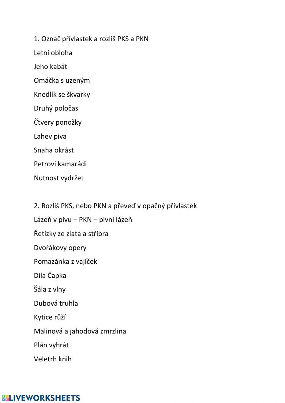 Přívlastky - shodný, neshodný, postupně rozvíjející, několikanásobný 1