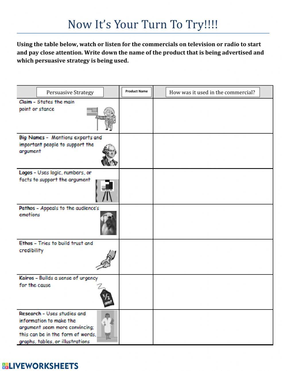 Persuasive Writing Lesson 1 Worksheet