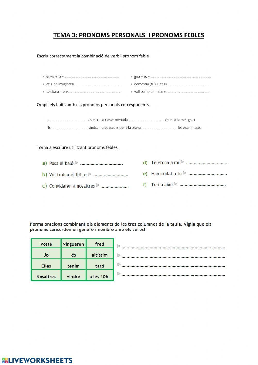 Pronoms forts i febles