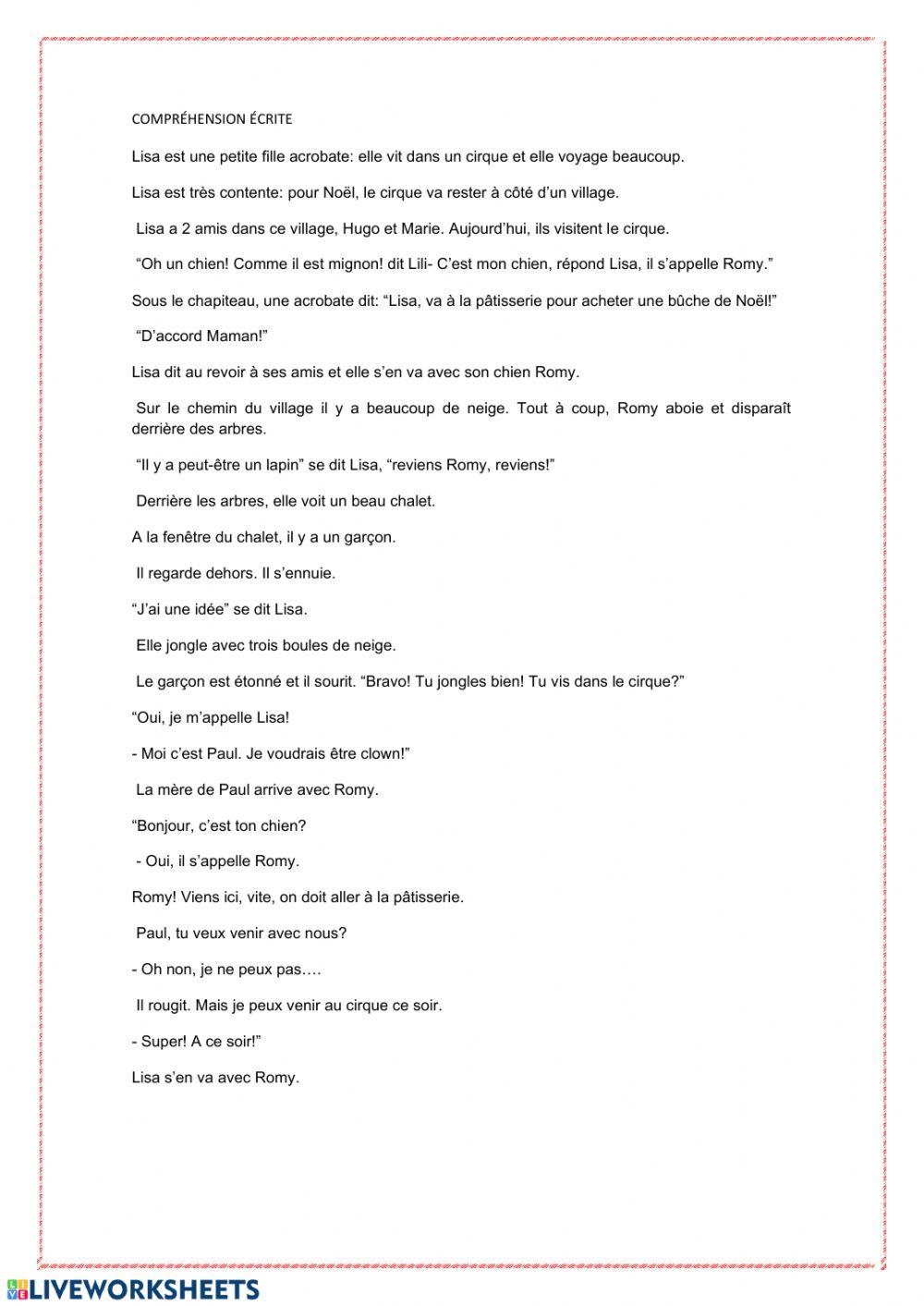 Compréhension écrite