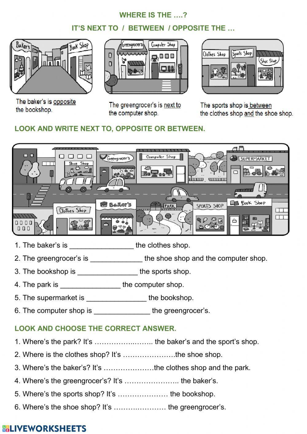 Shops-prepositions of place