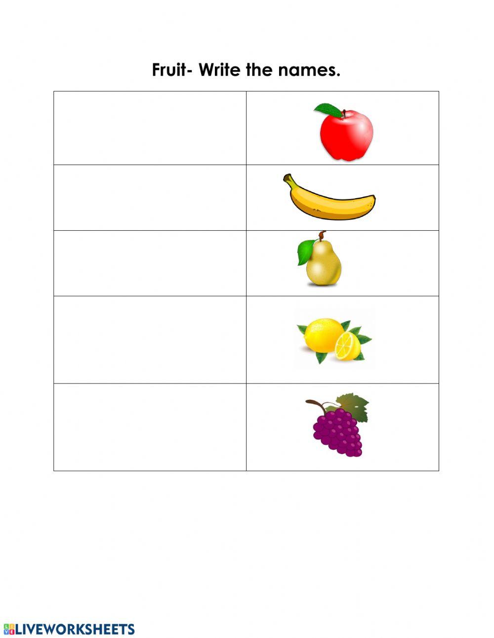 Fruit- Write the names