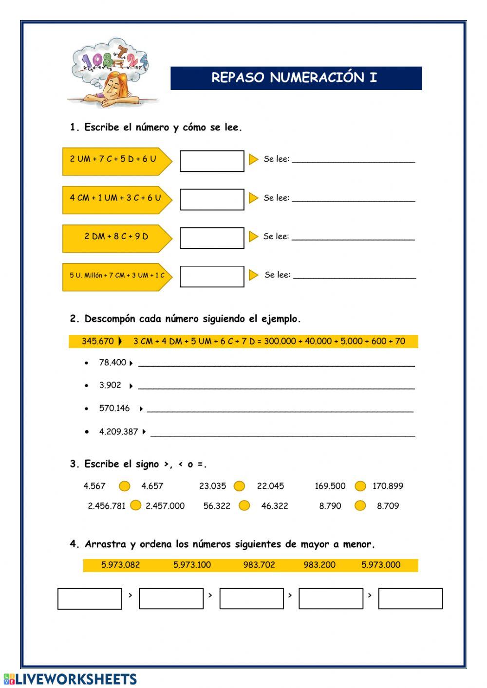 REPASO NUMERACIÓN I