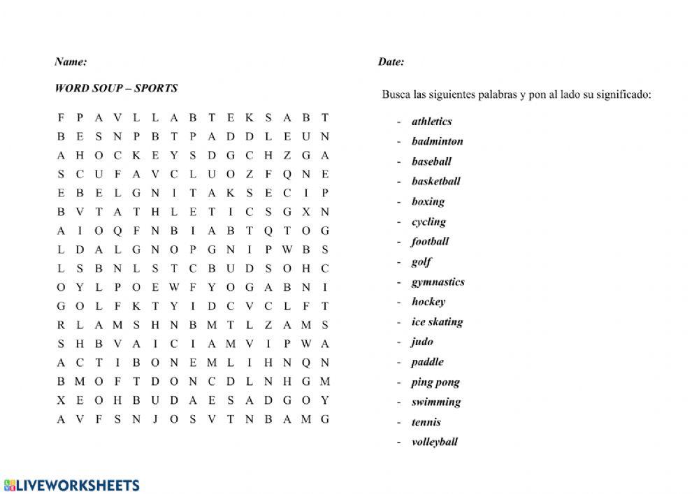 Wordsearch -Sports-