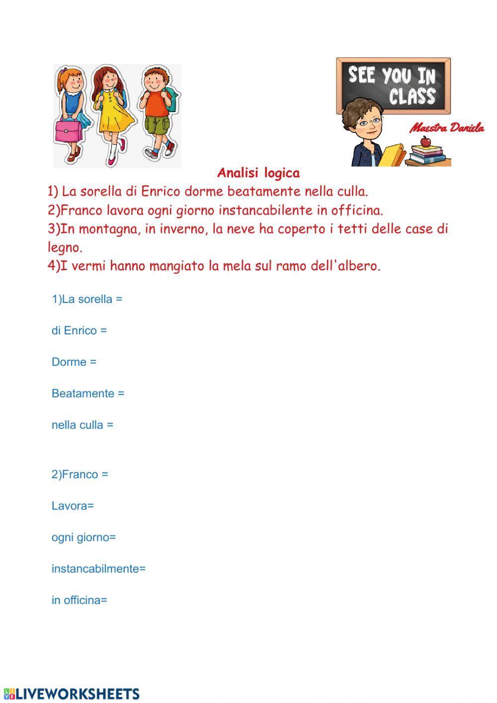 Analisi logica a scelta multipla