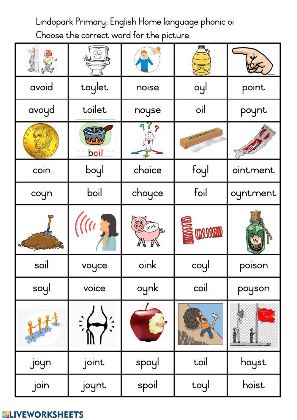 Grade 3 English HL Term 3 Week 13  Phonic oi Worksheet 2