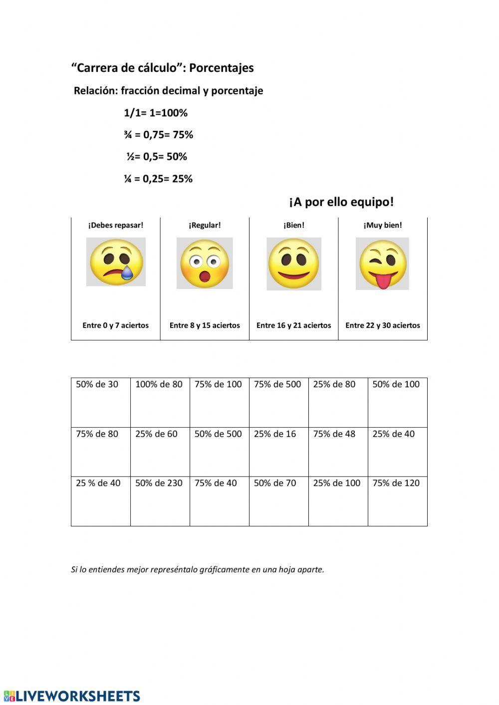 Cálculo de porcentajes