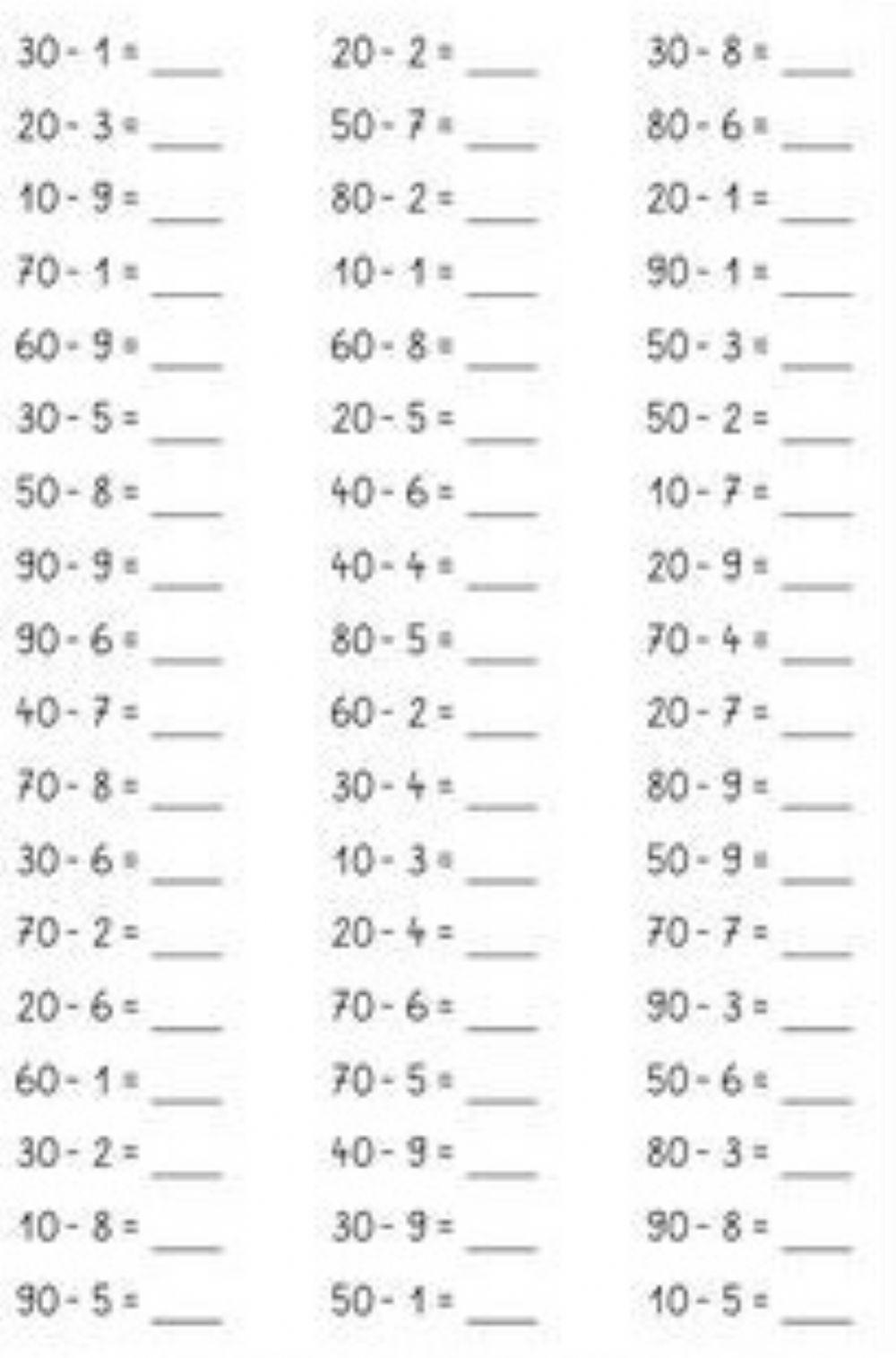 Calculo mental de restas