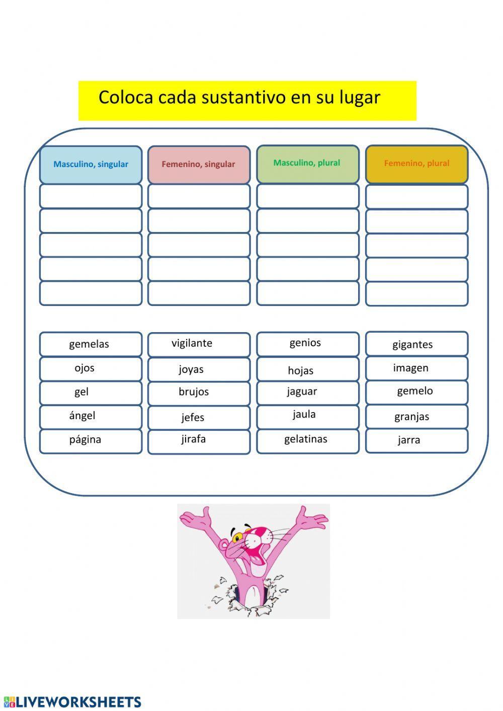 Cada sustantivo a su lugar