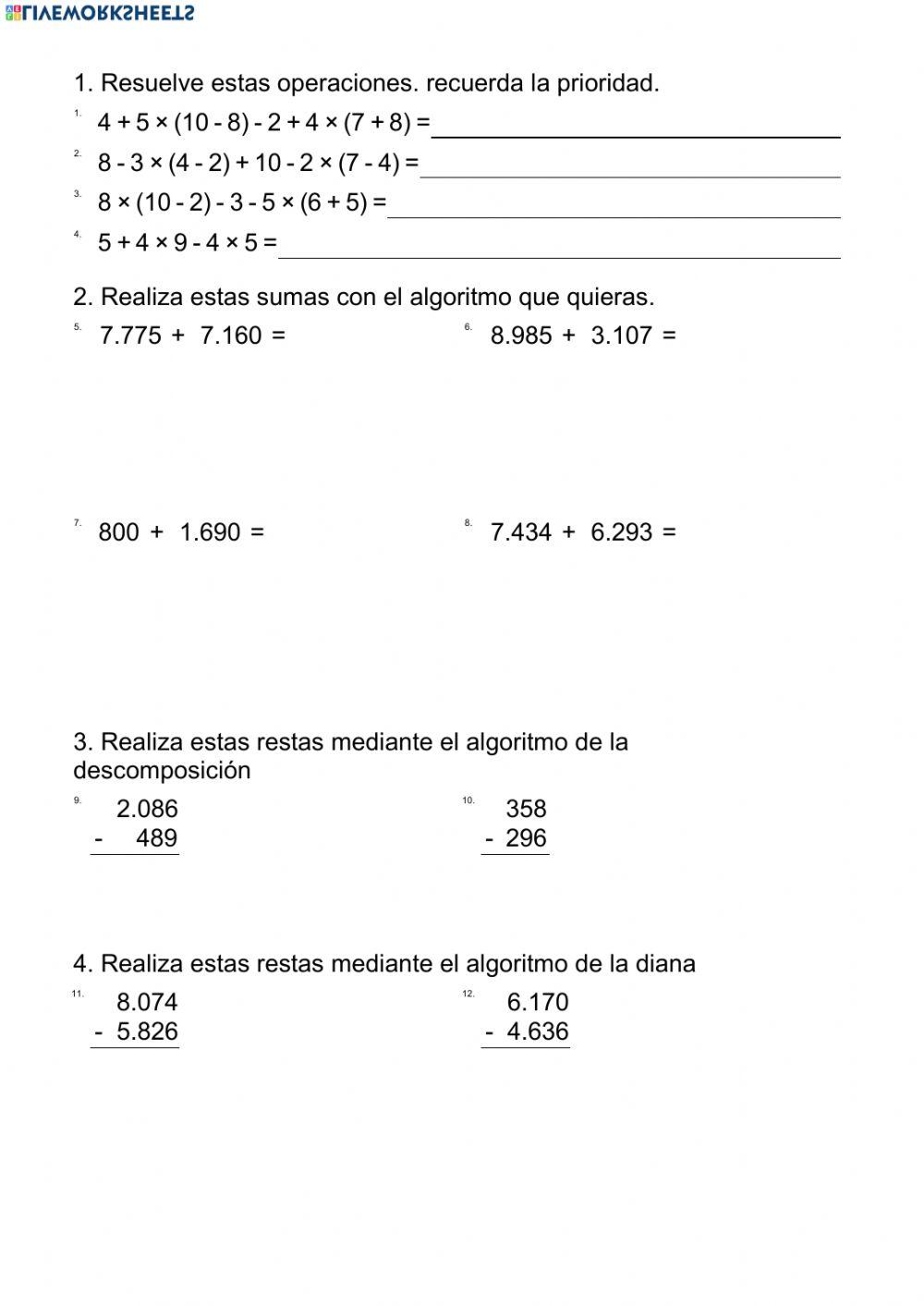 Combinadas, sumas y restas - 1