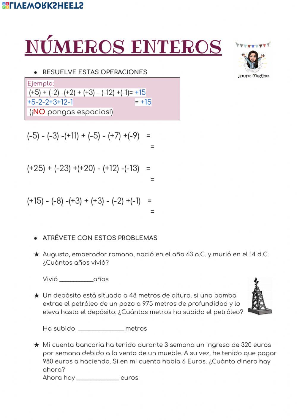 Operaciones números enteros