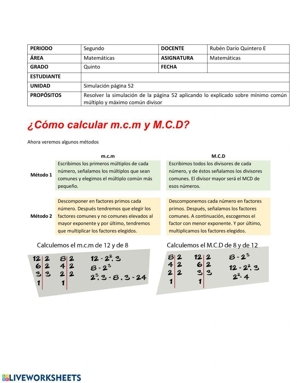 Máximo comun divisor