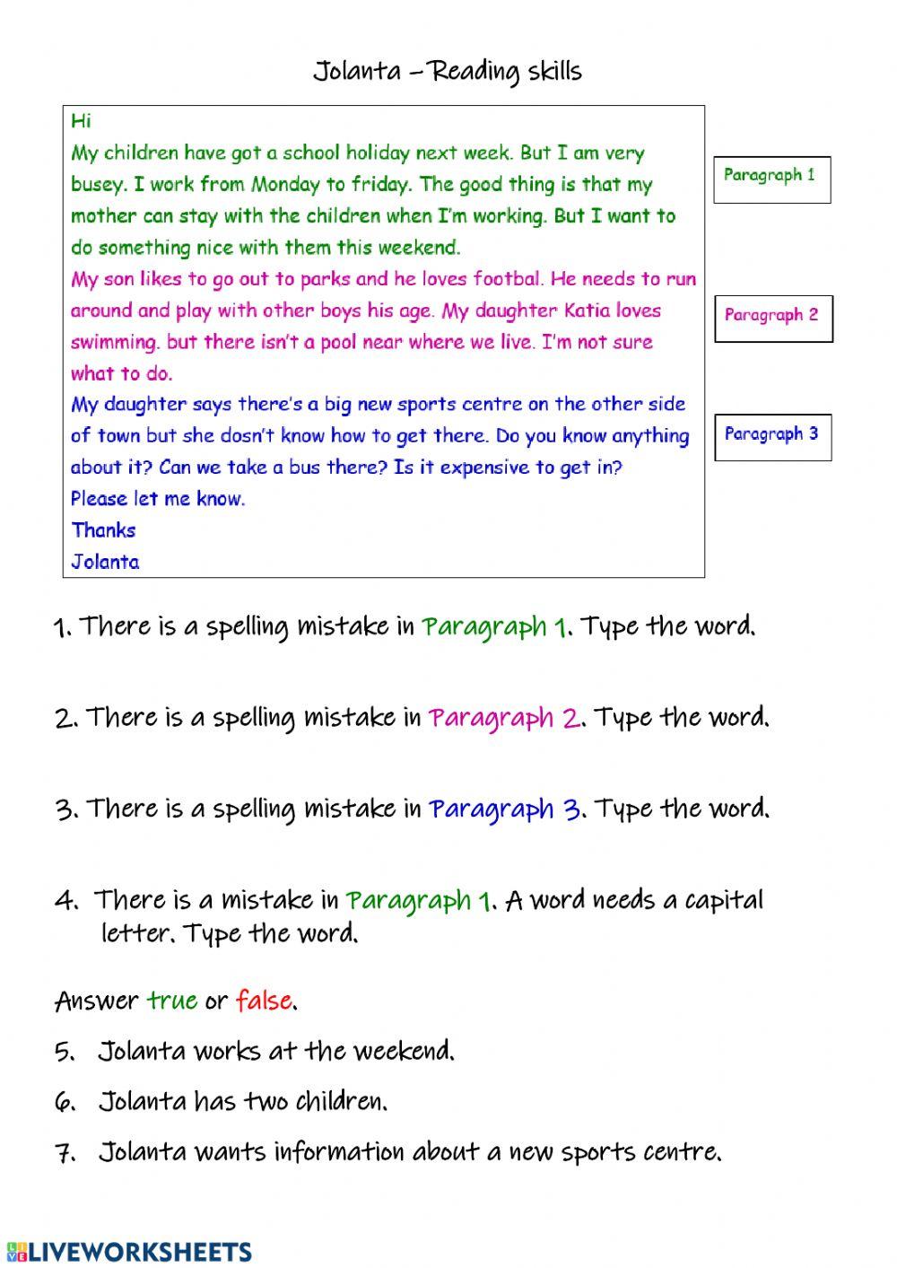 Jolanta - reading skills