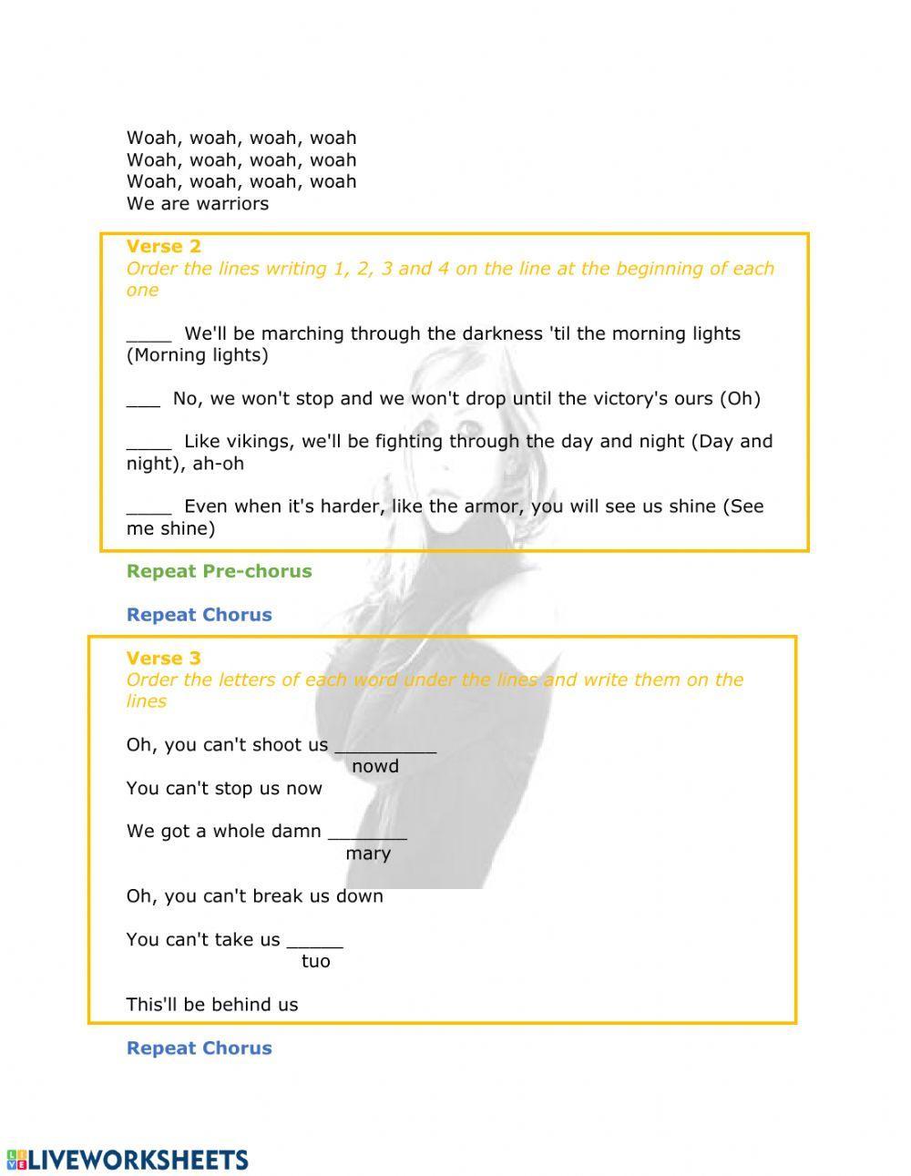We are warriors - Avril Lavigne song activity
