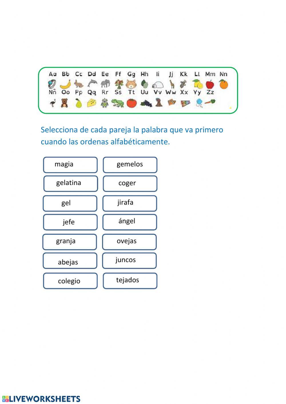 ¿Qué palabra va primero?