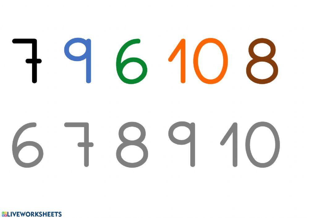 Asociar números 1-10 con sombra