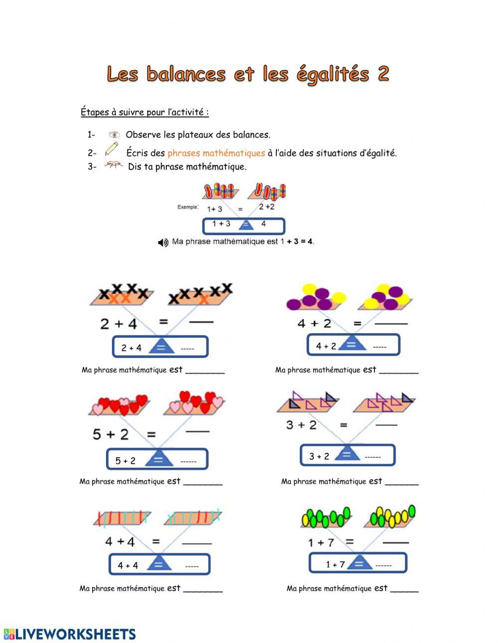 La balance et les égalités 2