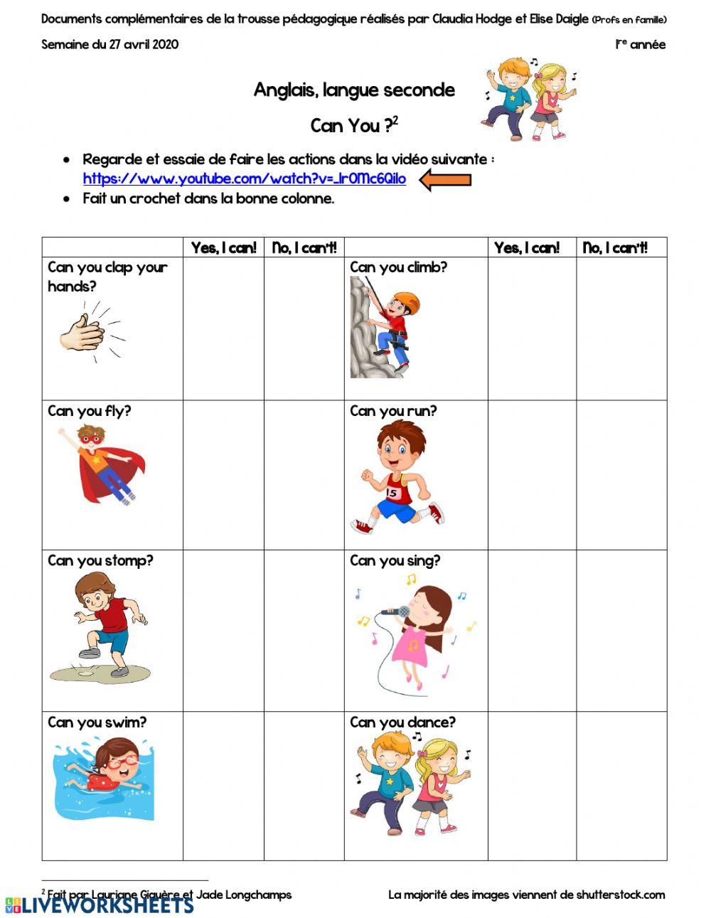 Grade 1 Complementary Activity