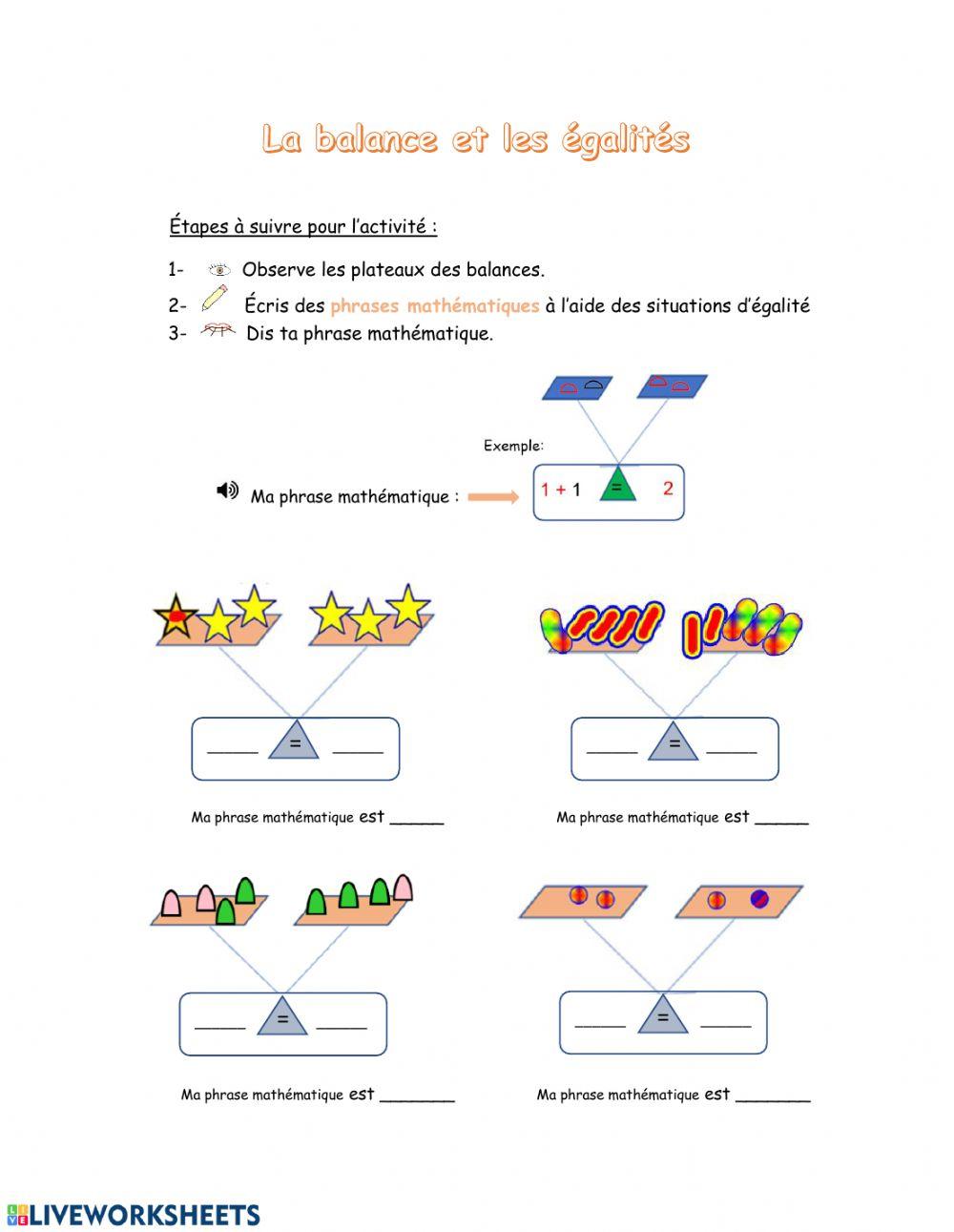 La balance et les égalités