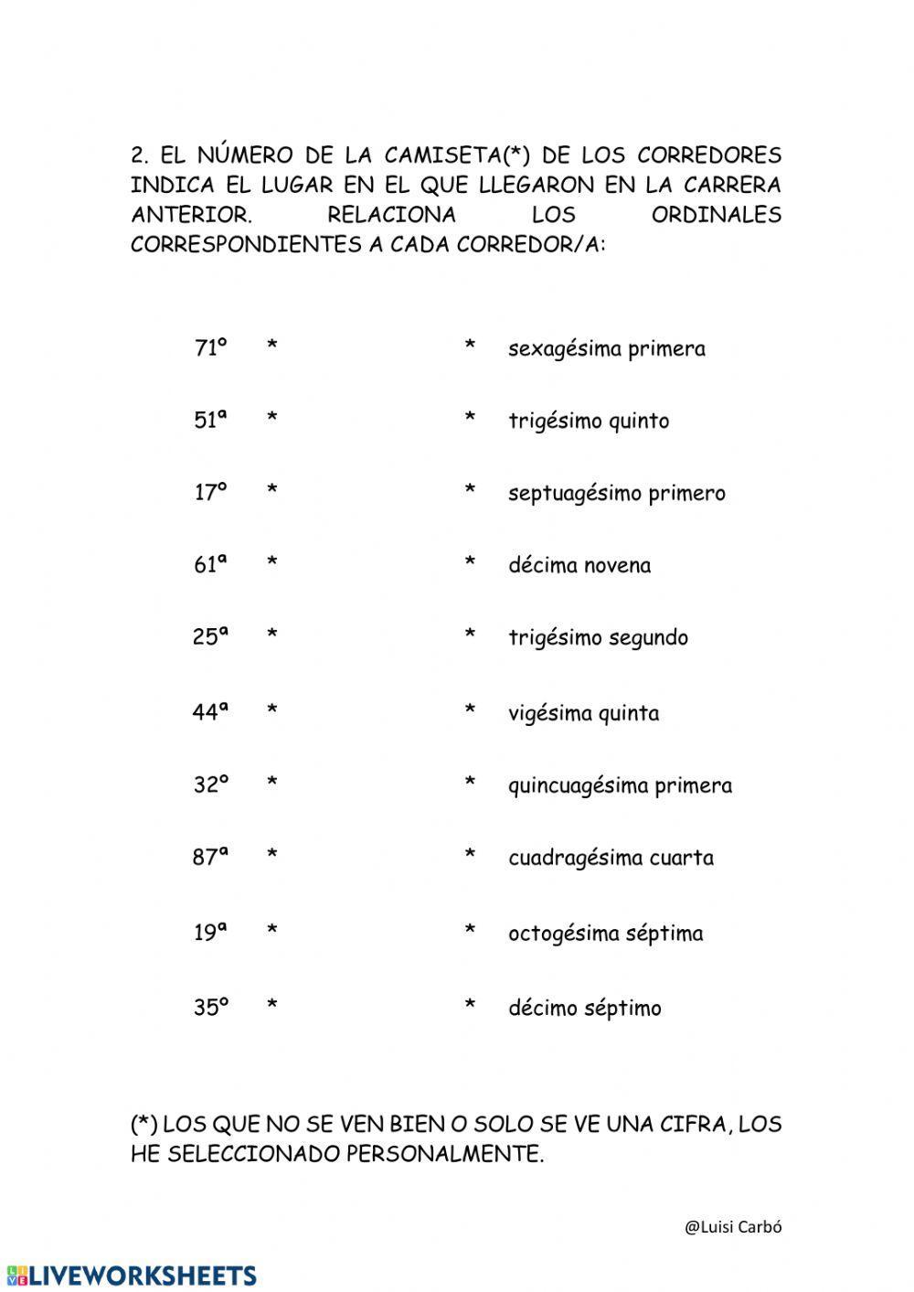 Ordinales hasta100 Ordinales hasta100