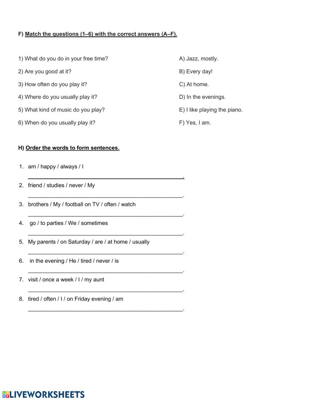 Present Simple + much-many + some-any-a-an