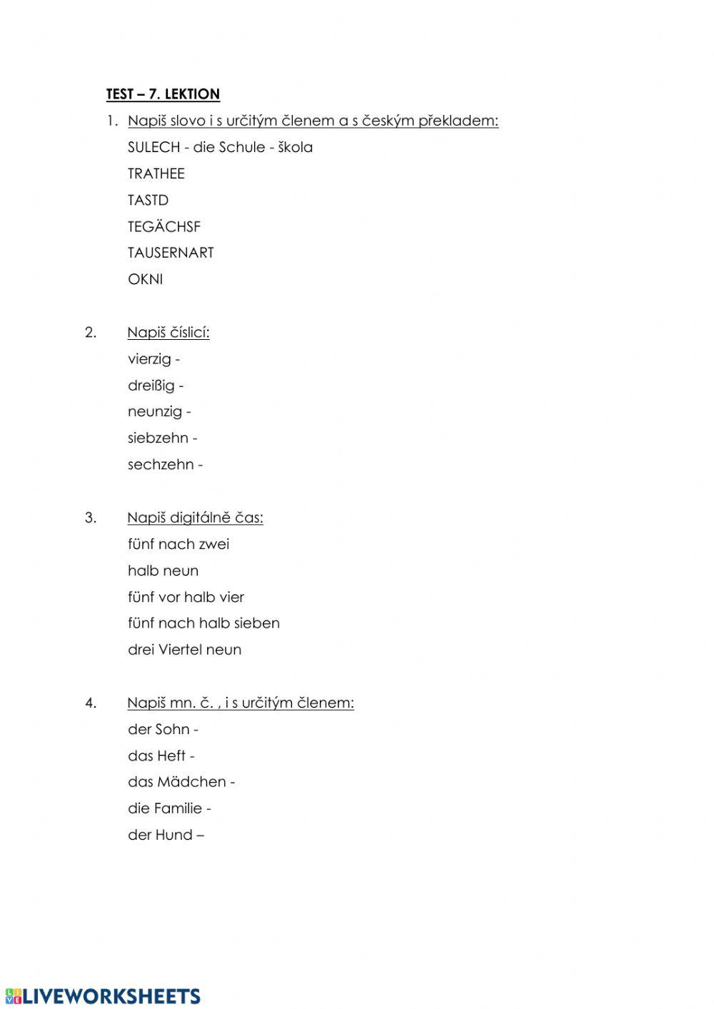 Test - 7. Lektion (Deutsch mit Max)