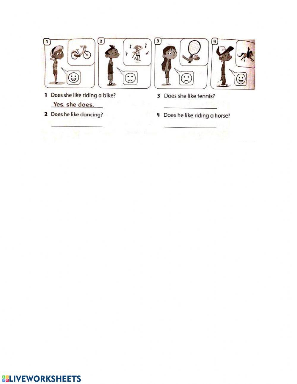 Does he - she like ? worksheet | Live Worksheets