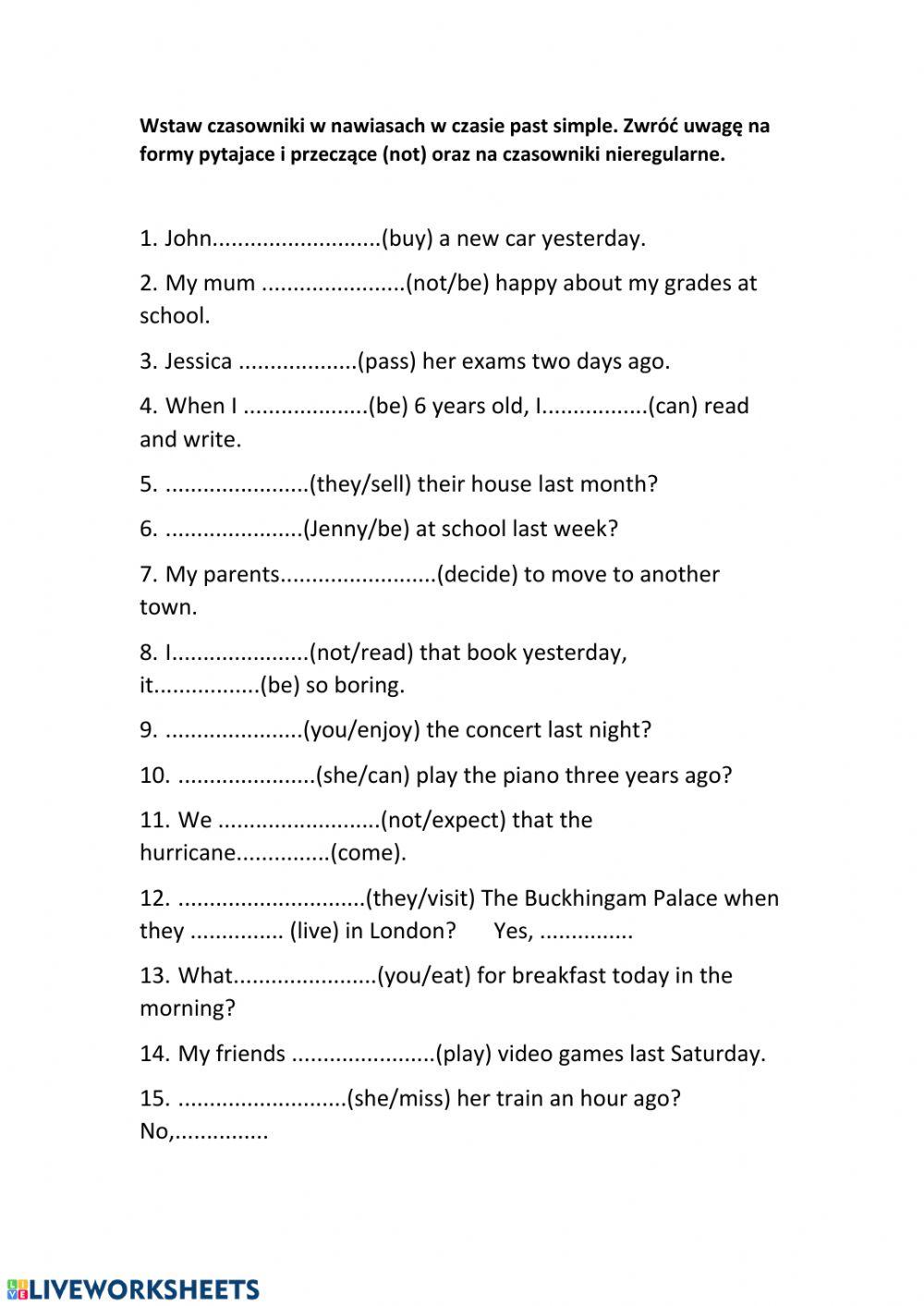 Past simple different forms