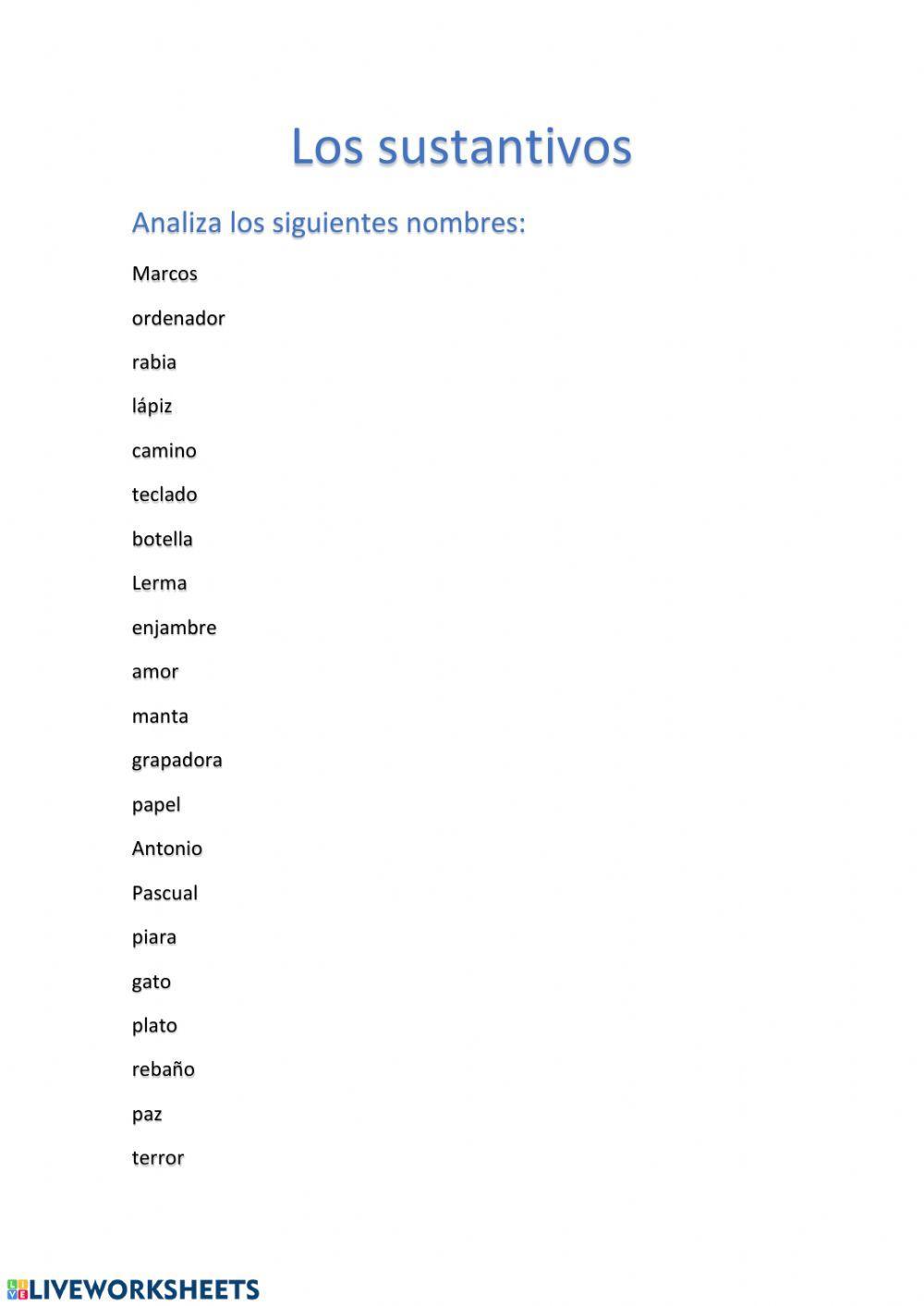 Análisis de Sustantivos